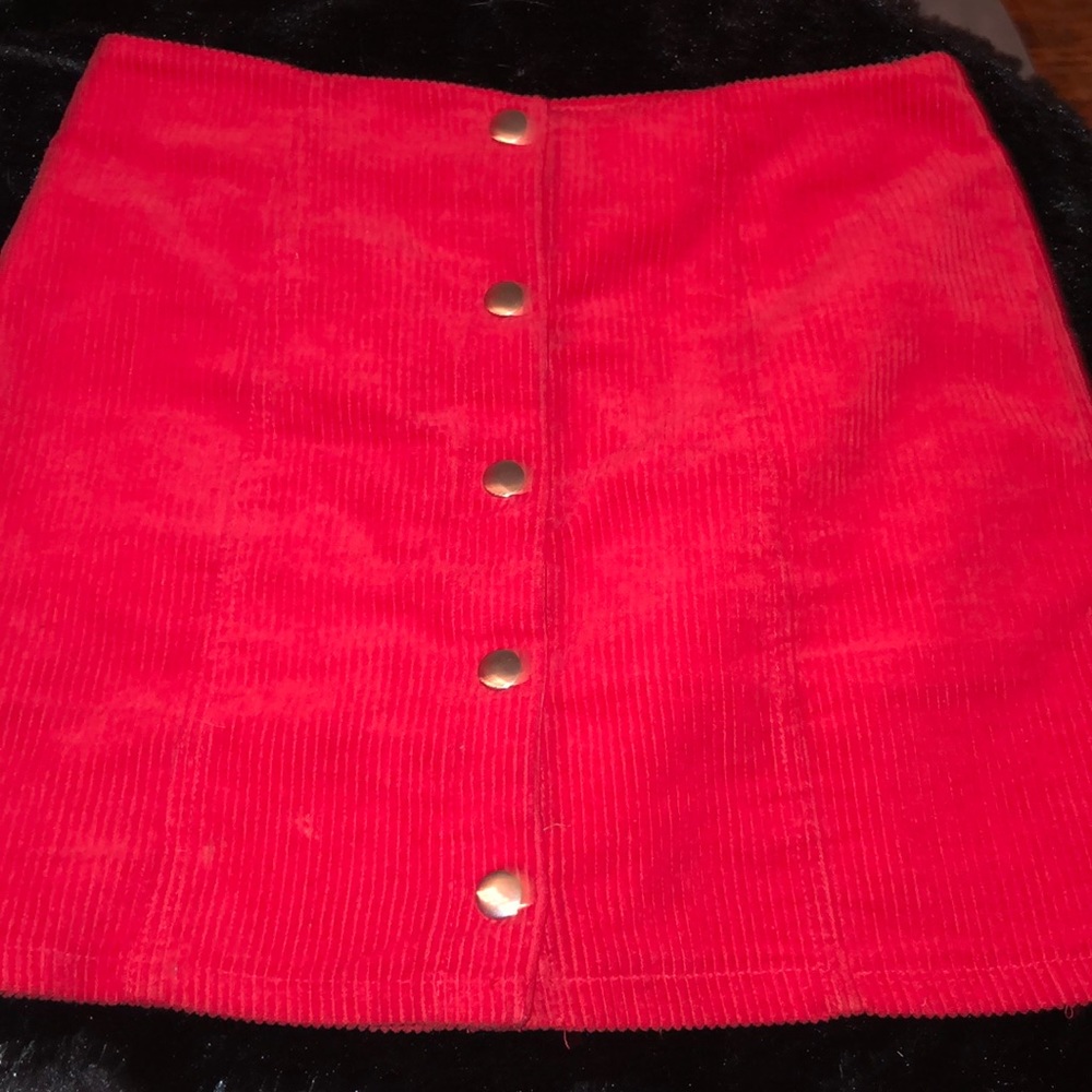 Velvet Red button down skirt